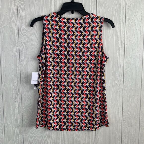 Liz Claiborne Multicolor Sleeveless V-Neck Top Size S NWT - Picture 3 of 4